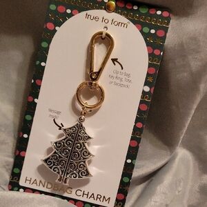 True To Form Christmad Tree Gold Silver and Black Handbag Charm Keyring M Ti LB